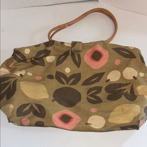 GAP PINK/PEACH/TAN/BROWN CANVAS BAG VEGAN LEATHER HANDLES ADORABLE PRELOVED